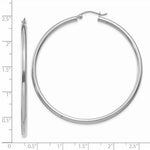 Load image into Gallery viewer, 14K White Gold 2.5mm Lightweight Round Hoop Earrings  55mm length
