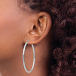 Load image into Gallery viewer, 14K White Gold 2.5mm Round Hoop Earrings  50mm length
