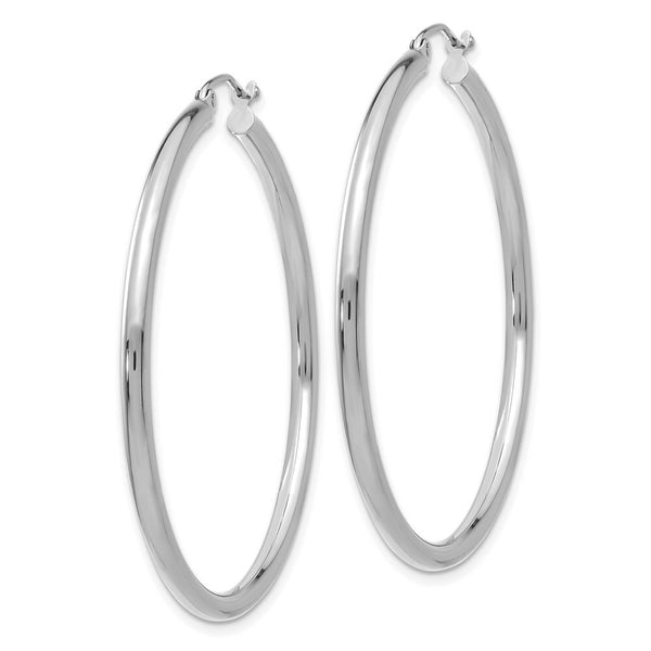 14K White Gold 2.5mm Round Hoop Earrings  45mm length