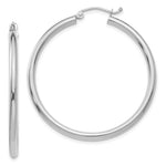 Load image into Gallery viewer, 14K White Gold 2.5mm Round Hoop Earrings  40mm length
