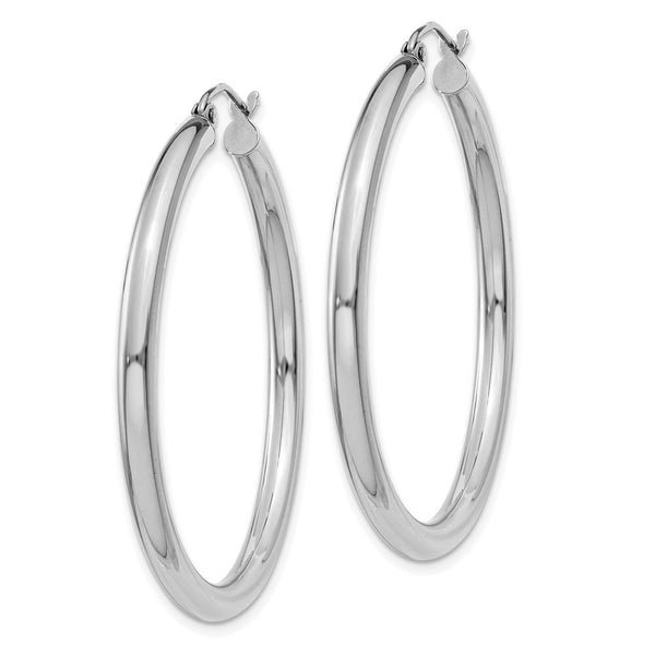 14K 3mm White Hoop Earrings  40mm length