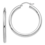 Load image into Gallery viewer, 14K White Gold 3mm Round Hoop Earrings  35mm length
