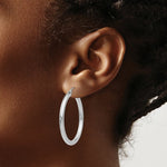Load image into Gallery viewer, 14K 3mm White Hoop Earrings  35mm length
