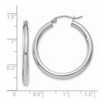 Load image into Gallery viewer, 14K White Gold 3mm Round Hoop Earrings  30mm length
