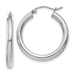 Load image into Gallery viewer, 14K White Gold 3mm Round Hoop Earrings  25mm length
