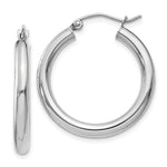 Load image into Gallery viewer, 14K 3mm White Hoop Earrings  25mm length
