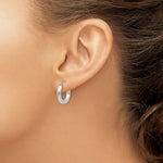 Load image into Gallery viewer, 14K White Gold 3mm Round Hoop Earrings  16mm length
