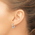 Load image into Gallery viewer, 14K White Gold 3mm Round Hoop Earrings  14mm length
