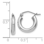 Load image into Gallery viewer, 14K White Gold 3mm Round Hoop Earrings  14mm length
