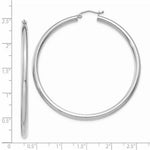 Load image into Gallery viewer, 14K White Gold 3mm Round Hoop Earrings  55mm length

