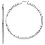 Load image into Gallery viewer, 14K White Gold 3mm Round Hoop Earrings  65mm length
