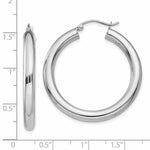 Load image into Gallery viewer, 14K White Gold 4mm x 35mm Tube Hoop Earrings  35mm length
