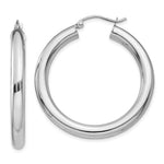 Load image into Gallery viewer, 14K White Gold 4mm x 35mm Tube Hoop Earrings  35mm length
