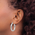 Load image into Gallery viewer, 14K White Gold 4mm x 30mm Tube Hoop Earrings  30mm length

