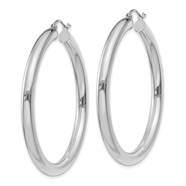 14K White Gold 4mm x 45mm Tube Hoop Earrings  45mm length