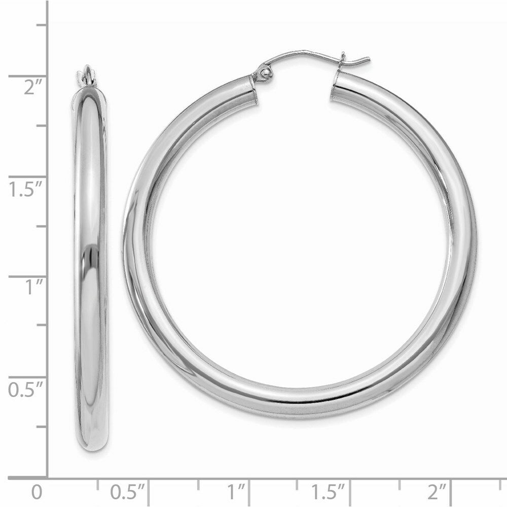 14K Yellow Gold Polished 4mm Lightweight Round Hoop Earrings 45mm length
