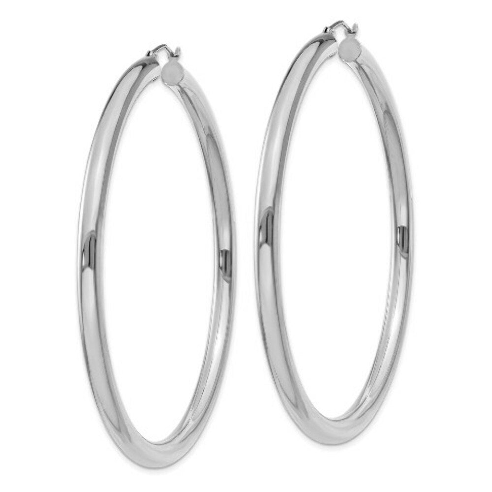 14K Yellow Gold Polished 4mm Lightweight Round Hoop Earrings 65mm length