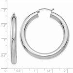 Load image into Gallery viewer, 14K White Gold Polished 5mm Tube Hoop Earrings  40mm length
