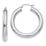 Load image into Gallery viewer, 14K White Gold Polished 5mm Lightweight Hoop Earrings  35mm length
