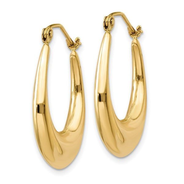 14K Yellow Gold Polished Hoop Earrings 13mm length