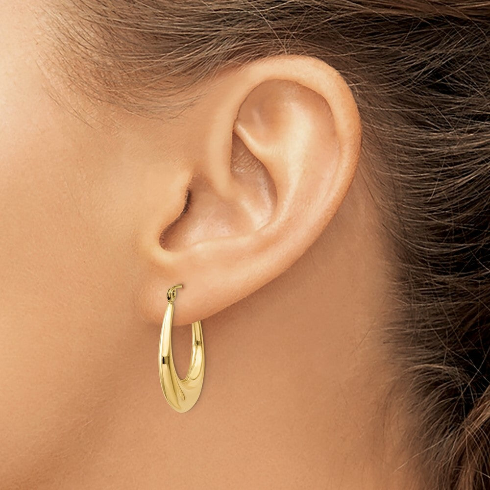 14K Yellow Gold Polished Hoop Earrings 13mm length