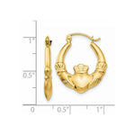 Load image into Gallery viewer, 14K Yellow Gold Polished Claddagh Hoop Earrings 12mm length
