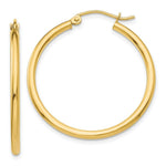 Load image into Gallery viewer, 14K Yellow Gold Lightweight Tube Hoop Earrings  30mm length
