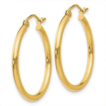 Load image into Gallery viewer, 14K Yellow Gold Lightweight Tube Hoop Earrings  25mm length
