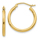Load image into Gallery viewer, 14K Yellow Gold Polished 2mm Round Hoop Earrings 20mm length
