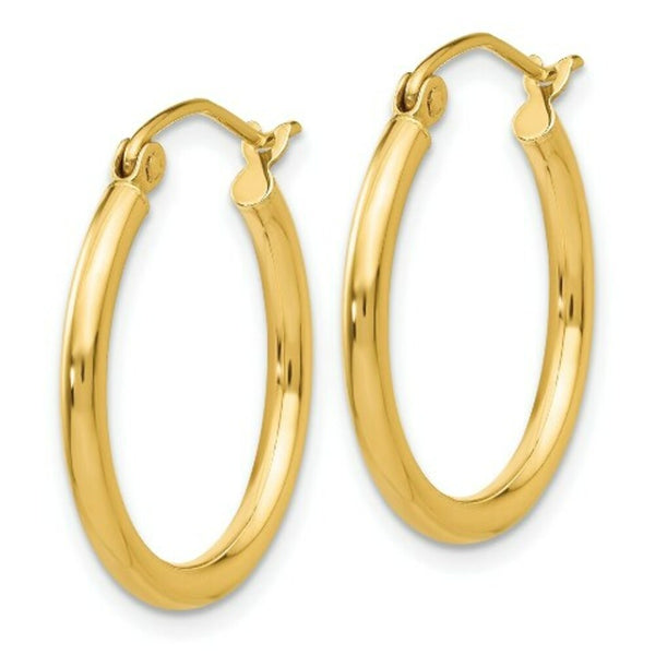14K Yellow Gold Lightweight Tube Hoop Earrings  20mm length
