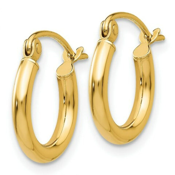 14K Yellow Gold Lightweight Tube Hoop Earrings  13mm length
