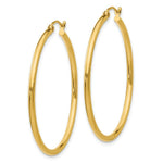 Load image into Gallery viewer, 14K Yellow Gold Polished 2mm Round Hoop Earrings 40mm length

