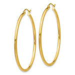 Load image into Gallery viewer, 14K Yellow Gold Polished 2mm Round Hoop Earrings 45mm length
