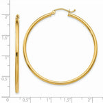Load image into Gallery viewer, 14K Yellow Gold Polished 2mm Round Hoop Earrings 45mm length
