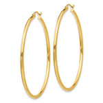 Load image into Gallery viewer, 14K Yellow Gold Polished 2mm Round Hoop Earrings 50mm length
