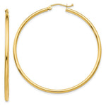 Load image into Gallery viewer, 14K Yellow Gold Polished 2mm Round Hoop Earrings 50mm length
