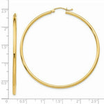 Load image into Gallery viewer, 14K Yellow Gold Polished 2mm Round Hoop Earrings 55mm length
