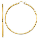 Load image into Gallery viewer, 14K Yellow Gold Polished 2mm Round Hoop Earrings 60mm length
