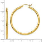 Load image into Gallery viewer, 14K Yellow Gold Polished 2.5mm Lightweight Round Hoop Earrings 40mm length
