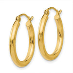 Load image into Gallery viewer, 14K Yellow Gold Polished 2.5mm Lightweight Round Hoop Earrings 20mm length

