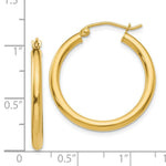 Load image into Gallery viewer, 14K Yellow Gold Polished 2.5mm Round Hoop Earrings 25mm length
