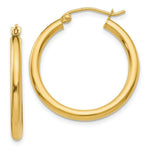 Load image into Gallery viewer, 14K Yellow Gold Polished 2.5mm Round Hoop Earrings 25mm length
