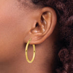 Load image into Gallery viewer, 14K Yellow Gold Polished 2.5mm Lightweight Round Hoop Earrings 30mm length
