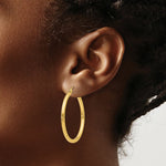 Load image into Gallery viewer, 14K Yellow Gold Polished 2.5mm Lightweight Round Hoop Earrings 35mm length

