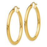 Load image into Gallery viewer, 14K Yellow Gold 3mm Light Tube Hoop Earrings  35mm length
