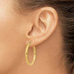 Load image into Gallery viewer, 14K Yellow Gold 3mm Light Tube Hoop Earrings  30mm length
