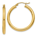 Load image into Gallery viewer, 14K Yellow Gold 3mm Light Tube Hoop Earrings  30mm length
