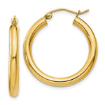 Load image into Gallery viewer, 14K Yellow Gold 3mm Light Tube Hoop Earrings  25mm length
