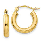 Load image into Gallery viewer, 14K Yellow Gold Polished 3mm Lightweight Round Hoop Earrings  16mm length
