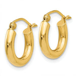 Load image into Gallery viewer, 14K Yellow Gold Polished 3mm Round Hoop Earrings 14mm length
